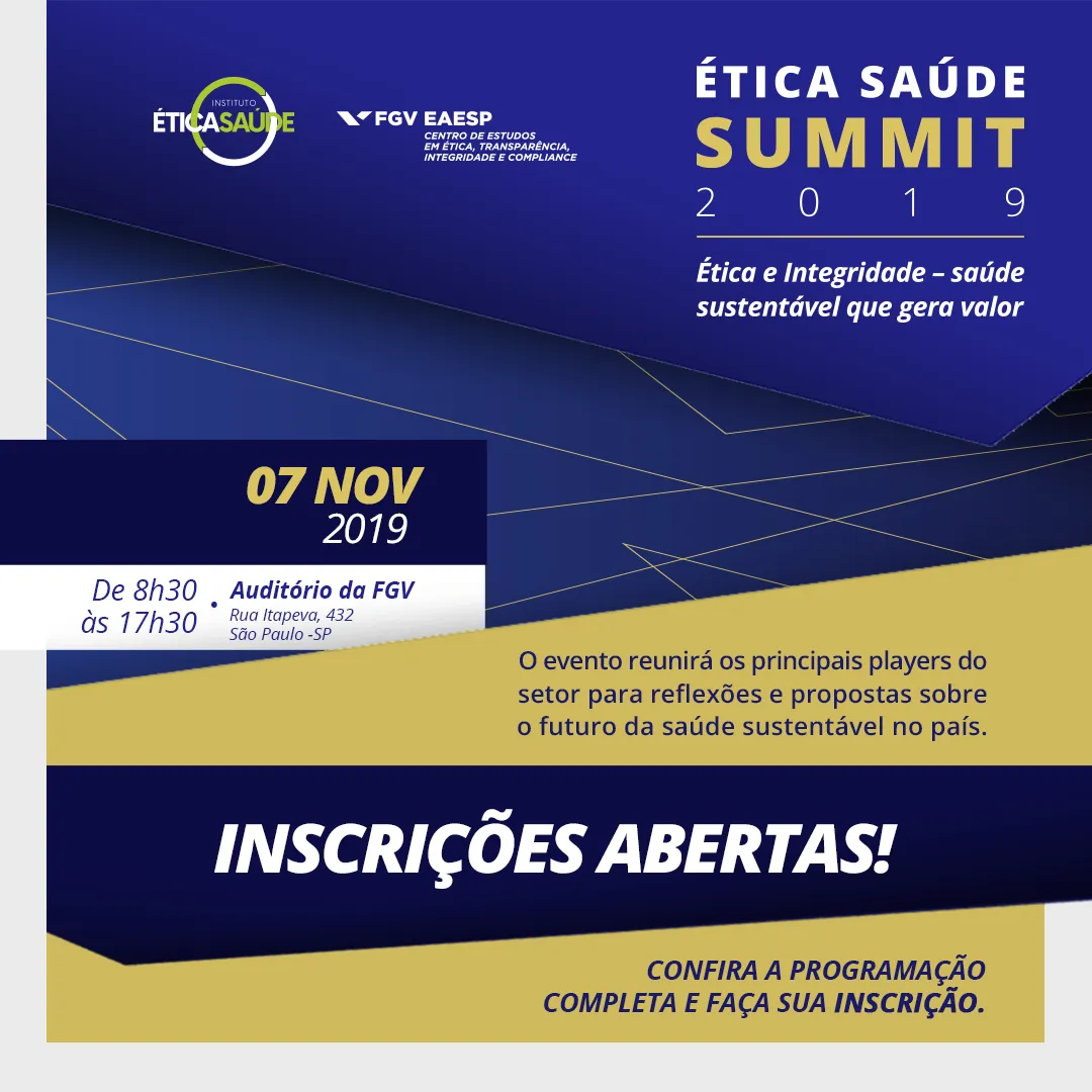 Inscrições abertas para o Ética Saúde Summit 2019